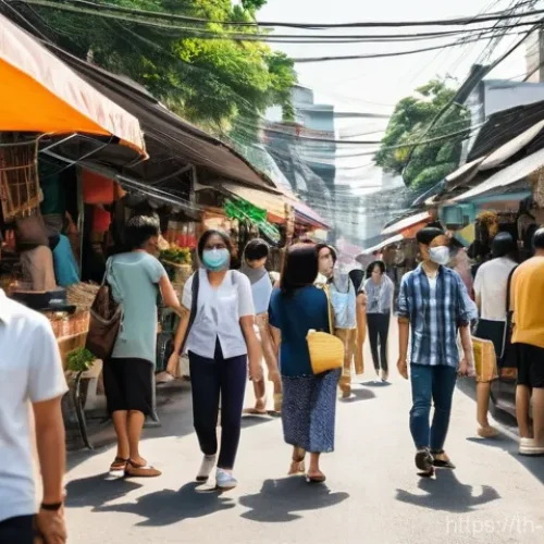 보건학과 전염병 대응 정책 - **Prompt:** A vibrant street scene in a modern Thai city, showcasing people confidently navigating t...