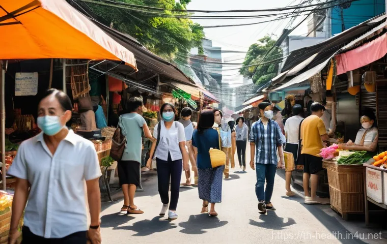 보건학과 전염병 대응 정책 - **Prompt:** A vibrant street scene in a modern Thai city, showcasing people confidently navigating t...