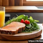 보건학과 심장병 예방 - **Prompt:** A serene and inviting kitchen counter bathed in soft, natural light, showcasing a vibran...