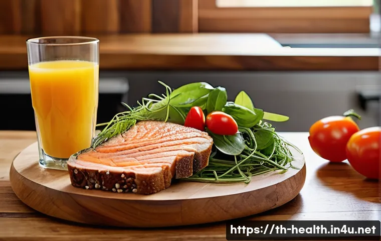 보건학과 심장병 예방 - **Prompt:** A serene and inviting kitchen counter bathed in soft, natural light, showcasing a vibran...