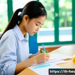 보건학 학생을 위한 학습 전략 - **Prompt 1: Focused Study with Mind Map**
    A bright and airy academic setting, perhaps a modern u...